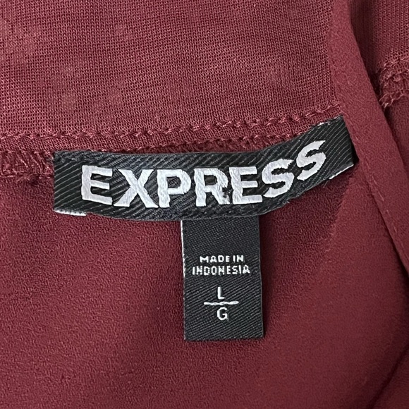 Express Burgundy Lace Trim Cold Shoulder Cami Top Blouse L Chiffon Romantic Goth - Picture 8 of 11